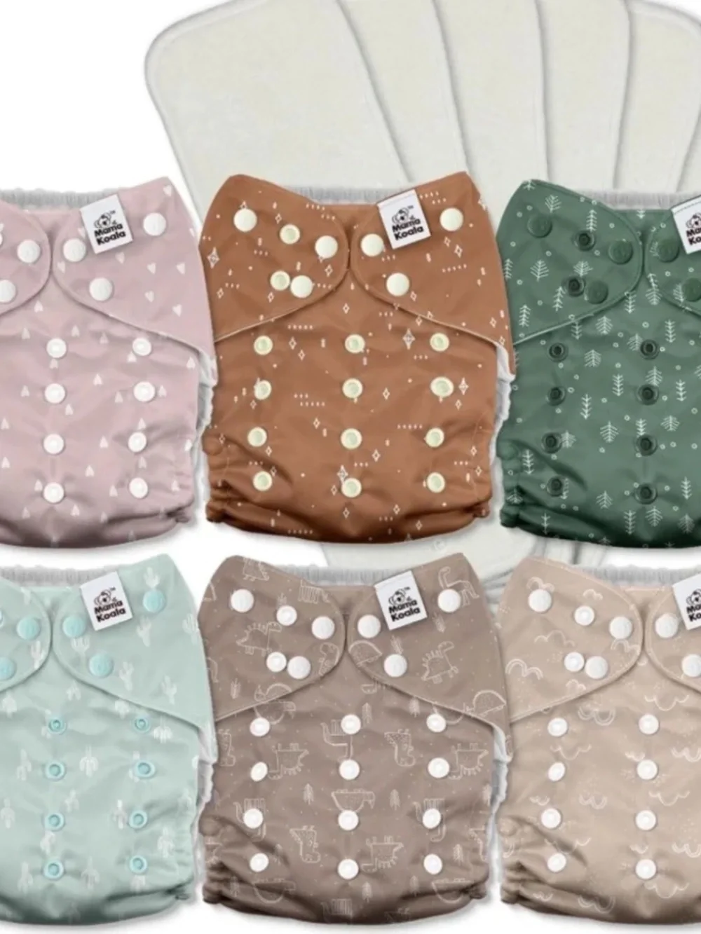 NWT Mama Koala 3.0 Pocket Cloth Diapers ( Lot 6 ) Neutral
